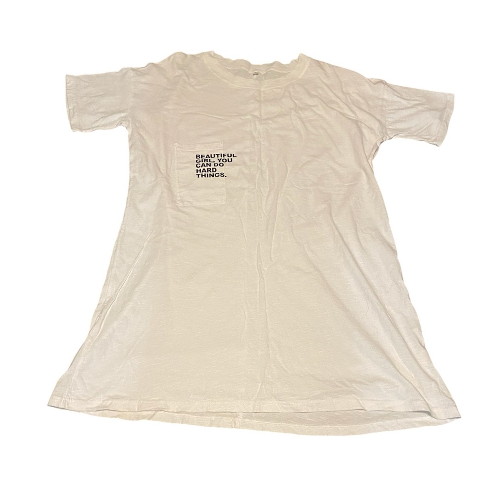 NWOT White Women’s Nightgown With Pocket, Round Neck, Size S/M